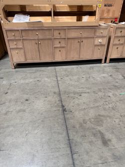 83” Bathroom vanity in light wood color