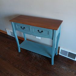 Brand New Antique Blue Wood Console Table W/ 2 Drawers 