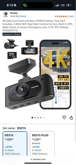 New Pernis 4K Dash Cam Front and Rear