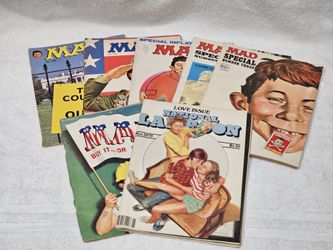 7 MAD magazines & National Lampoon from 1970s 70s vintage toy comedy newspaper periodical