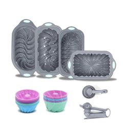 45 Pieces Silicone Loaf Pan for Baking Bread, 6 Cups Silicone Baking Pans Set