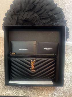 Saint Laurent YSL Quilted Zip Pouch