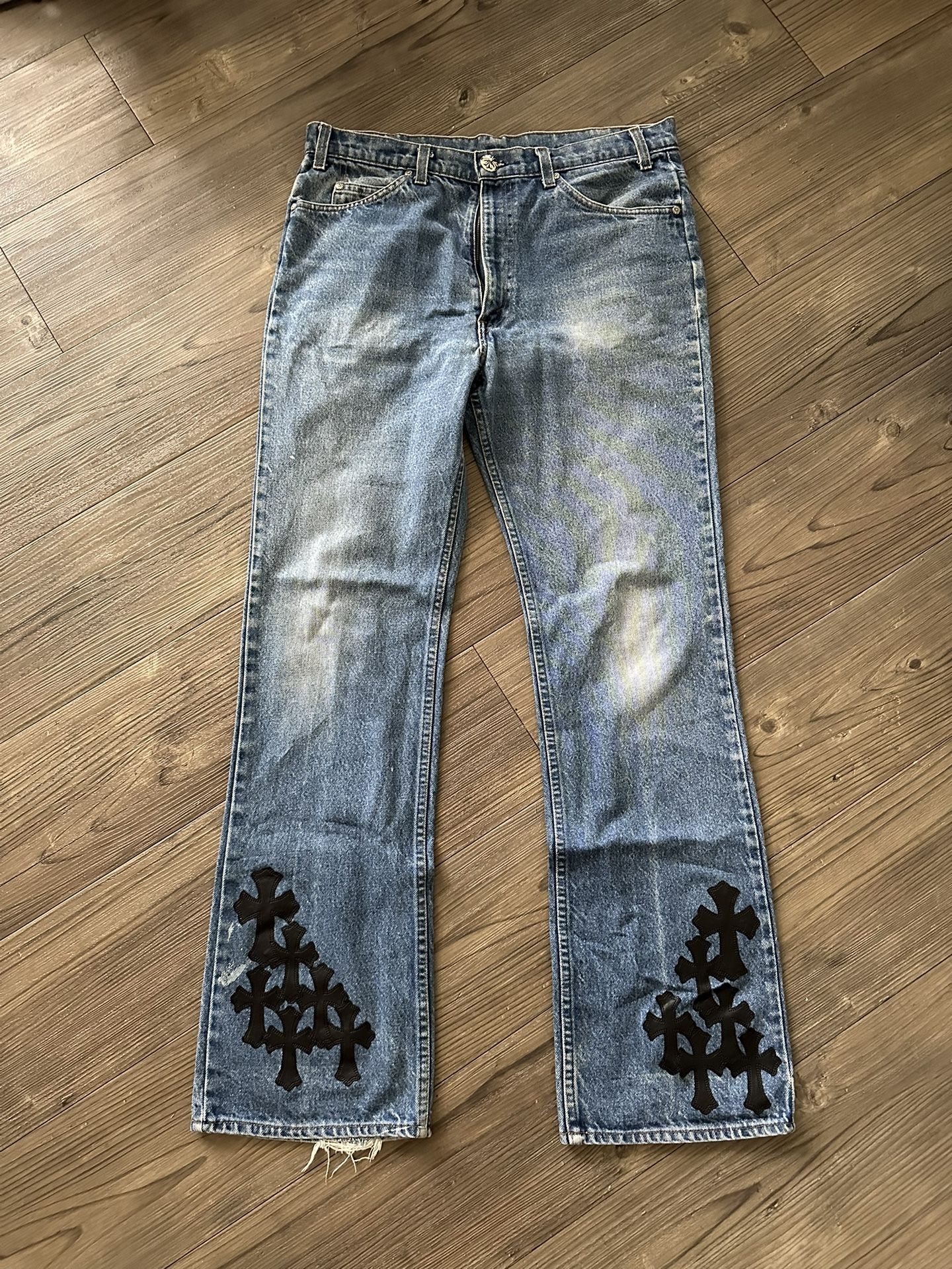Chrome Hearts Custom Cemetery Cross Patch Denim