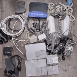 Box Of Electronics, Ooma,Router,Modem Telephone 