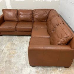 Thomasville 3-Piece Medium Brown Leather Sectional Couch