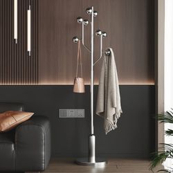 Modern Chrome Ball-Top Coat Rack Stand