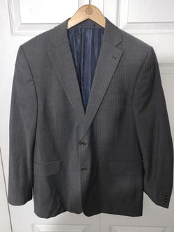 Punta Setta Men's 42S Virgin Wool Pinstripe Suit Jacket Blazer Gray Woolmark  