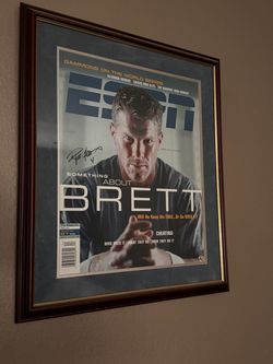 Brett Favre autographed espn poster MVP three peat