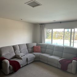 Grey Triple Recliner Couch