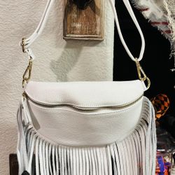 Marlon Italian Genuine Leather Fringe Crossbody Bum bag