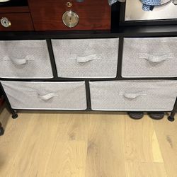 Amazon Basics Extra Wide Fabric, Five Drawer Storage Organizer, Unit For Bedroom Closet, Black