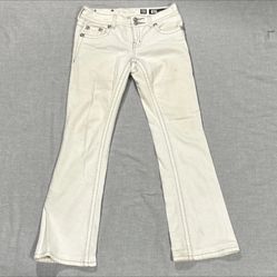 Miss Me Bootcut White Denim Jeans Light Wash Embroidered Button Accent 5-Pocket
