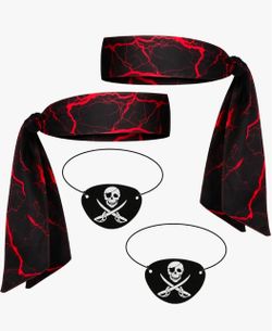 Pirate Costume Headbands and Eye Patches Set