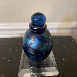 VTG Iridescent Art Glass Perfume Bottle Signed 