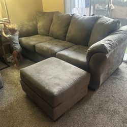 Grey Couch & Ottoman 