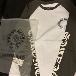 grey and white chrome hearts long sleeve