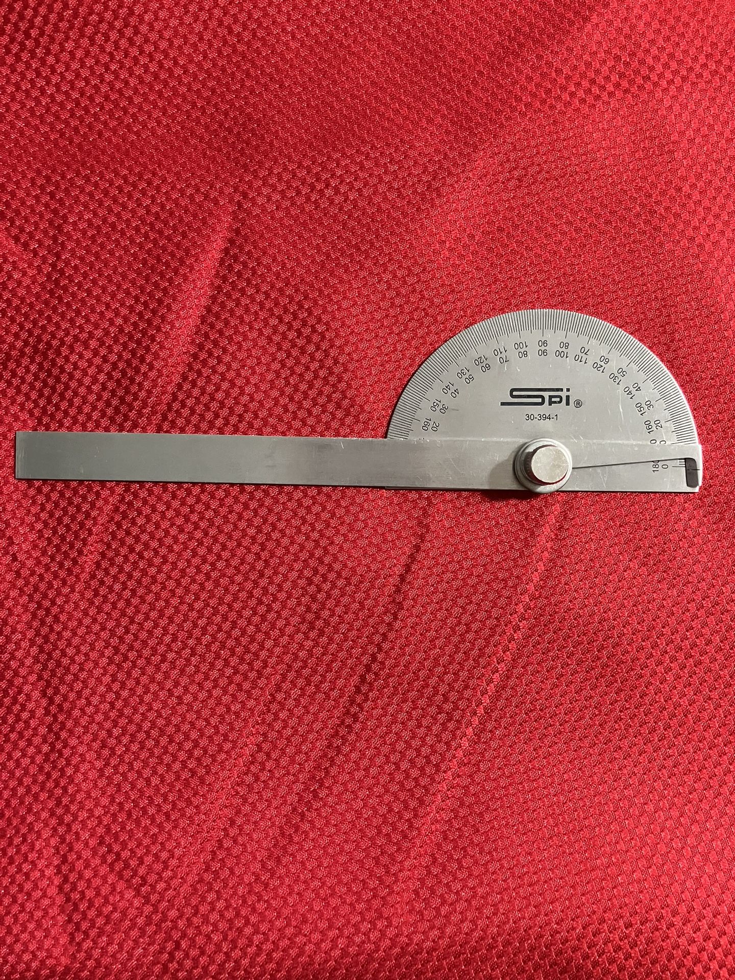 SPI Protractor With Half - Round Head Swiss Made New 6” Long Blade Dual Graduation 0-90-0
