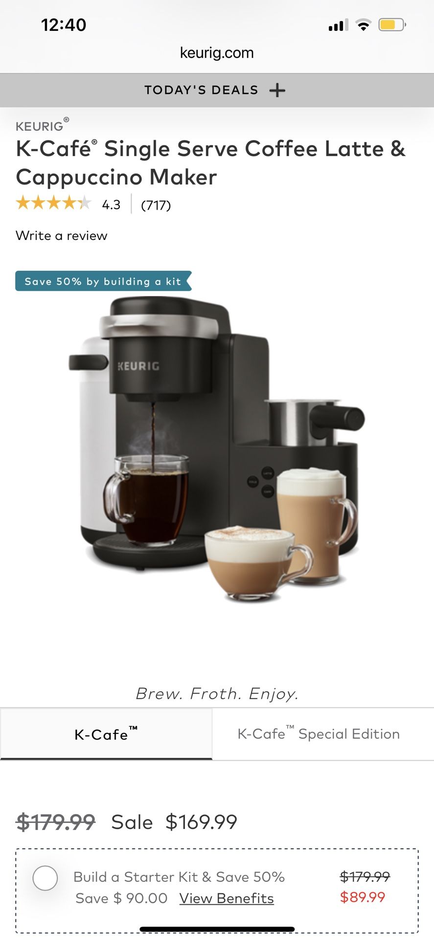 KEURIG K-Cafe Coffee, Cappuccino & Latte Maker