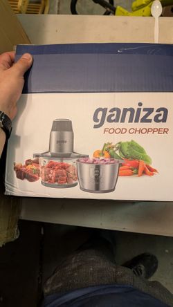Ganiza Electric Food Chopper - NEW, Glass + Steel Bowls