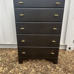 Black five drawer dresser gold knobs