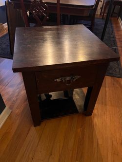 Solid Wood Rustic End Table / Nightstand with Drawer