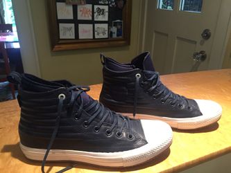 Leather Converse All Stars (Navy)-Like New