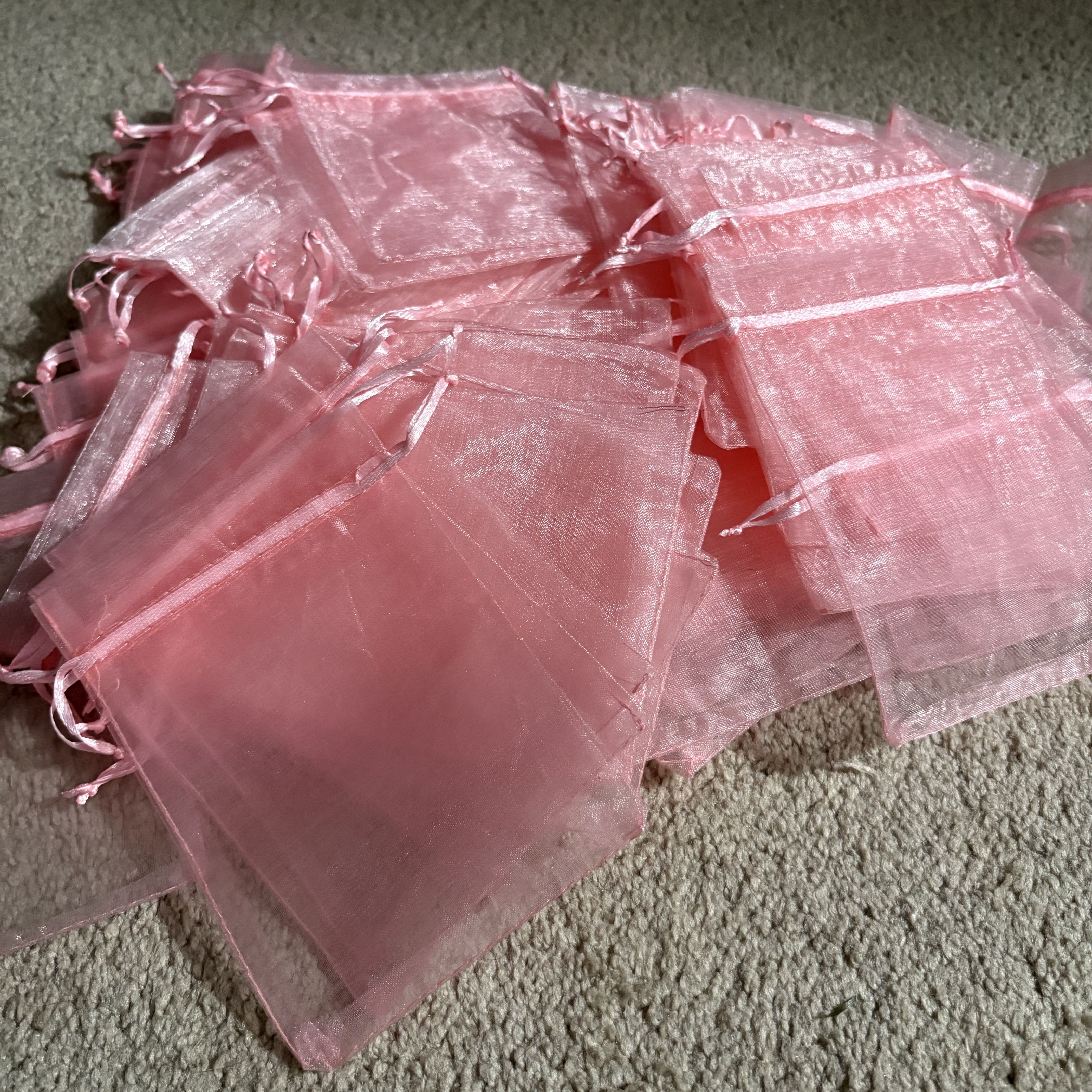 Pink Organza Drawstring Gift Bags