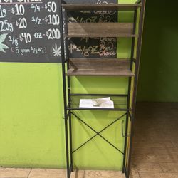 2  metal and wood shelving unit 