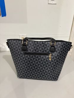 Black and Gray Geometric Print Tote Bag