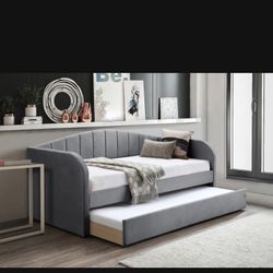 Twin Twin Grey Daybed With Ortho Mattress Included 