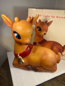 Reindeer Light Up Blow Mold Deer from Cracker Barrel +Box Holiday Christmas Timer Battery
