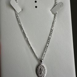 16in Fig Chain W Virgin Mary Pendant