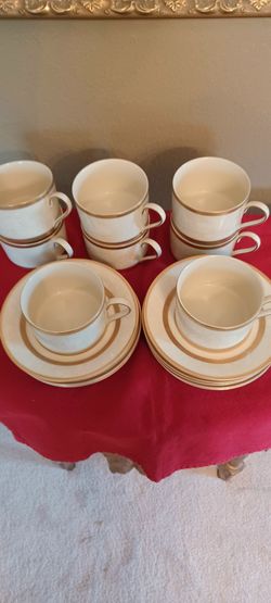 4 Mikasa Antique Lace Coffee Cups/Saucers