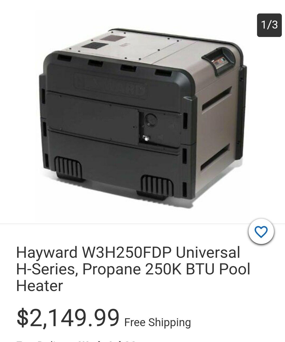 Hayward 250fdp pool heater