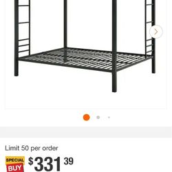 Metal Full Over Full Bunk Bed 