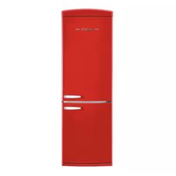Classic Retro 23.8 in 11.7 cu. ft. Frost Free Retro Bottom Freezer Refrigerator in Candy Apple Red, ENERGY STAR