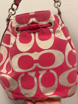 Coach Pink Signature Print Canvas Handbag