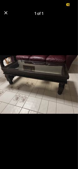 Solid wood and glass coffee table