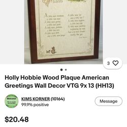 New Holly Hobbie Wood Plaque Vintage 