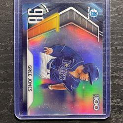 2022 Bowman Chrome Top 100 Greg Jones Rookie Baseball Card #BTP-98