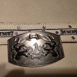Seven 7 Grommet Leatger Belt Size 32 To 38