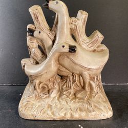 Vintage Cast-Iron Goose Family Bookend/Doorstop (Height: 9”)