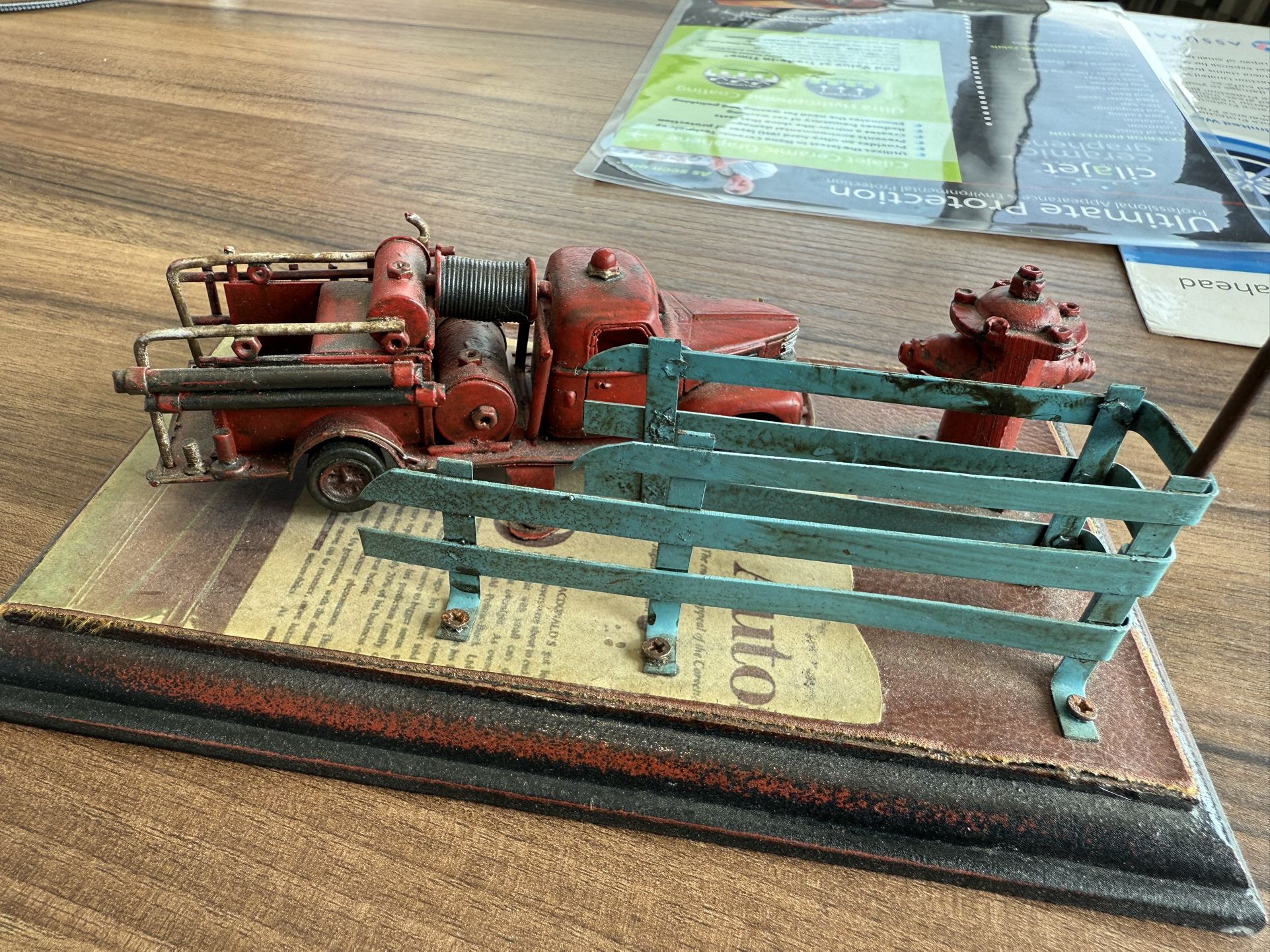 Vintage Fire Truck Engine Business Card Holder