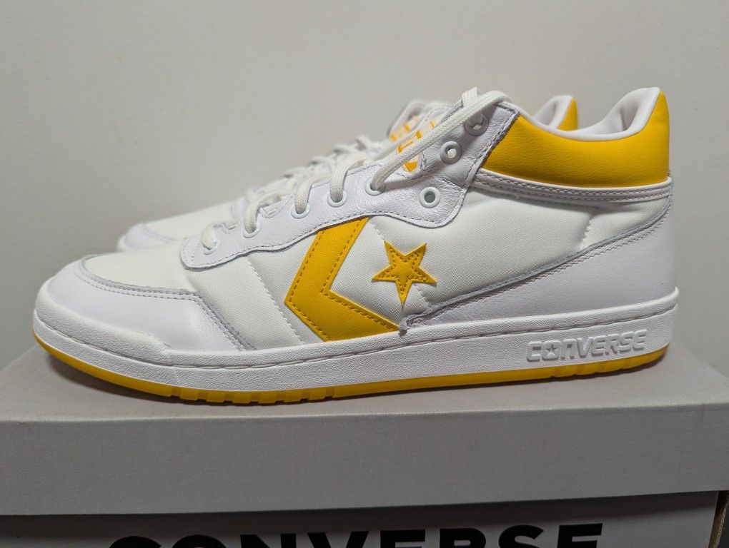 Converse Fastbreak Pro Mid Top White Yellow Men's Size 11.5 A08687c New Leather