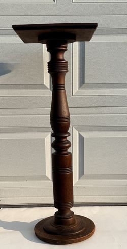 Antique authentic Turned Wood Pedestal Display Table