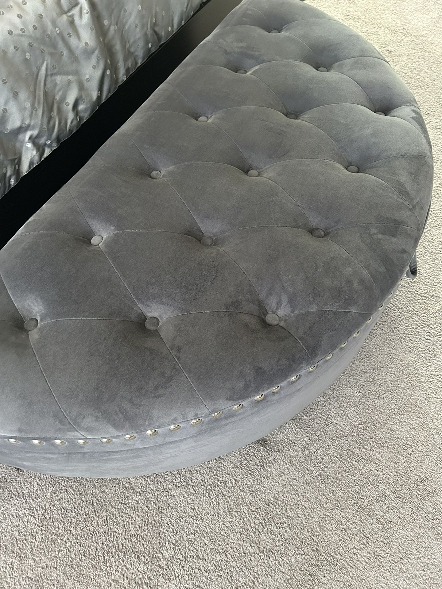 Gray Velvet Ottoman With Storage