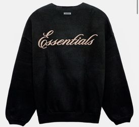 Fear of God ESSENTIALS Vintage Black Waffle Knit Crew Neck Sweater