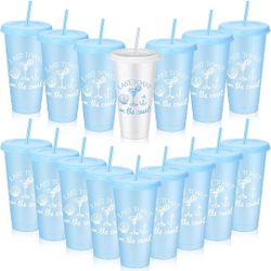 16 Pcs Last Toast on the Coasts Bachelorette Party Plastic Cups 24 oz Party Tumbler with Lids and Straws Camp Bachelorette Cups for Bride Bridesmaid G