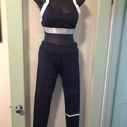 2 Piece set Women Workout Fitness Yoga Running Racer Back Top and Ankle Leggings
