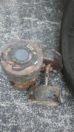 pair of 80lb dumbbells for sell pro style